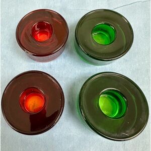 Set Of 4 Crate& Barrel Taper Holder Red And green